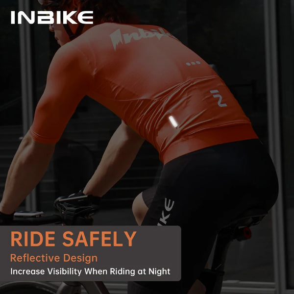 INBIKE Men's Cycling Jersey Short Sleeve Slim Fit Breathable Bike Shirt for Men Road Bike Jersey Biking Clothing Bicycle Shirts