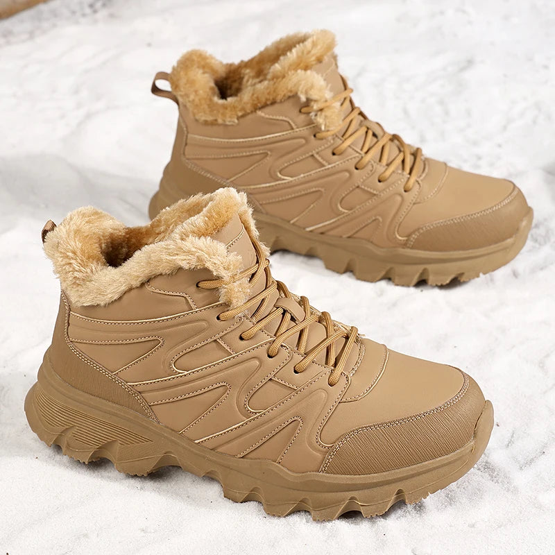 Men's Combat Boots Winter Warm Plush Light Breathable Casual Hiking Walking Cotton Boots Outdoor Jungle Anti-slip Training Boots