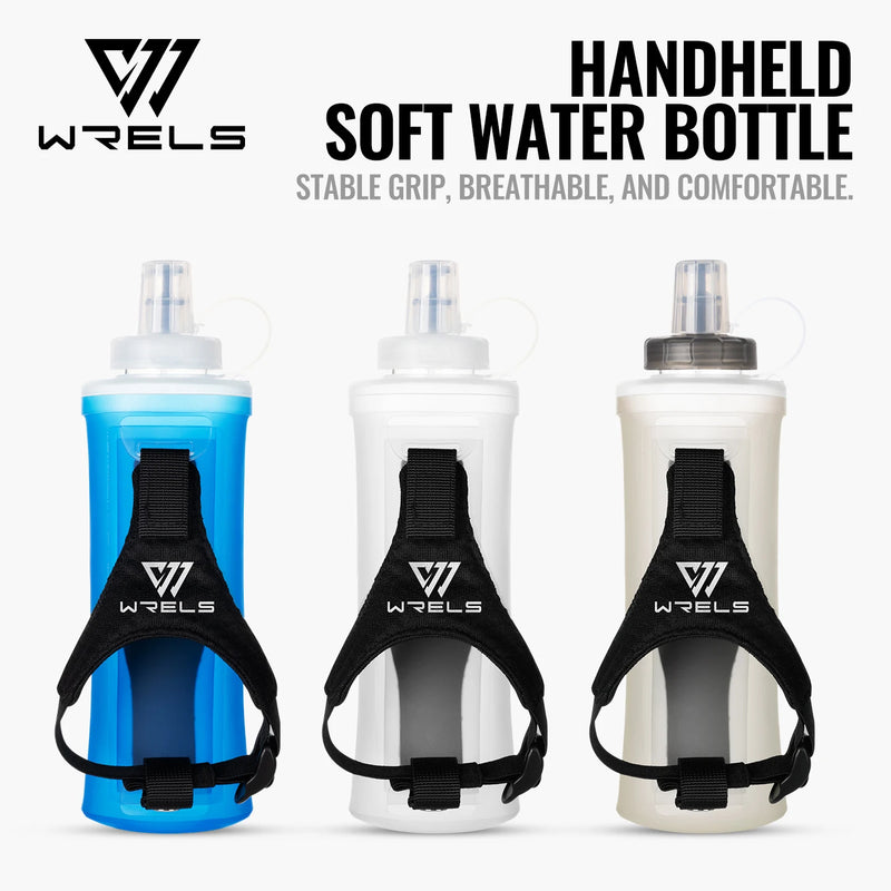 WRELS Sports Soft Water Bottle BPA Free Hydration Flask TPU Collapsible Squeeze Running Hiking Outdoor Marathon Handheld Kettle