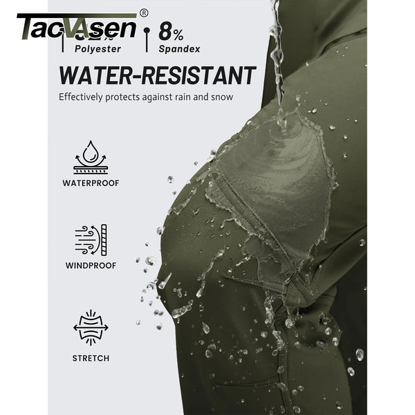 TACVASEN Men's Winter Hiking Pants Fleece Lined Waterproof Softshell Snow Ski Insulated Work Cargo Pants with 6 Zip Pockets
