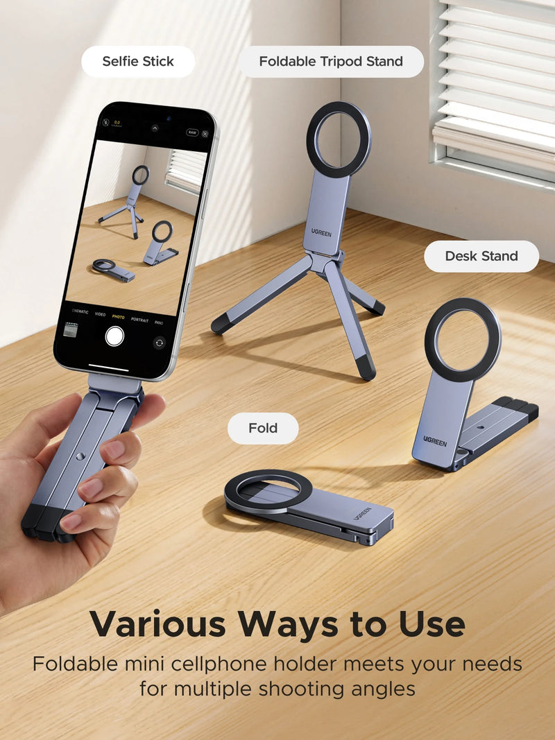 UGREEN Magnetic Phone Tripod for Magsafe Tripod 360° Rotating Travel Phone Holder Stand For iPhone 17 16 Pro Samsung S26  Xiaomi