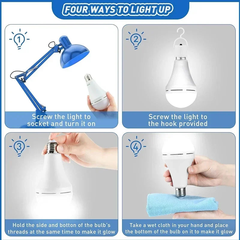 1/3 Pcs Rechargeable Bulb LED Outdoor Waterproof Emergency Light Portable Hanging Night Light Adjustable Camping Fishing Garden