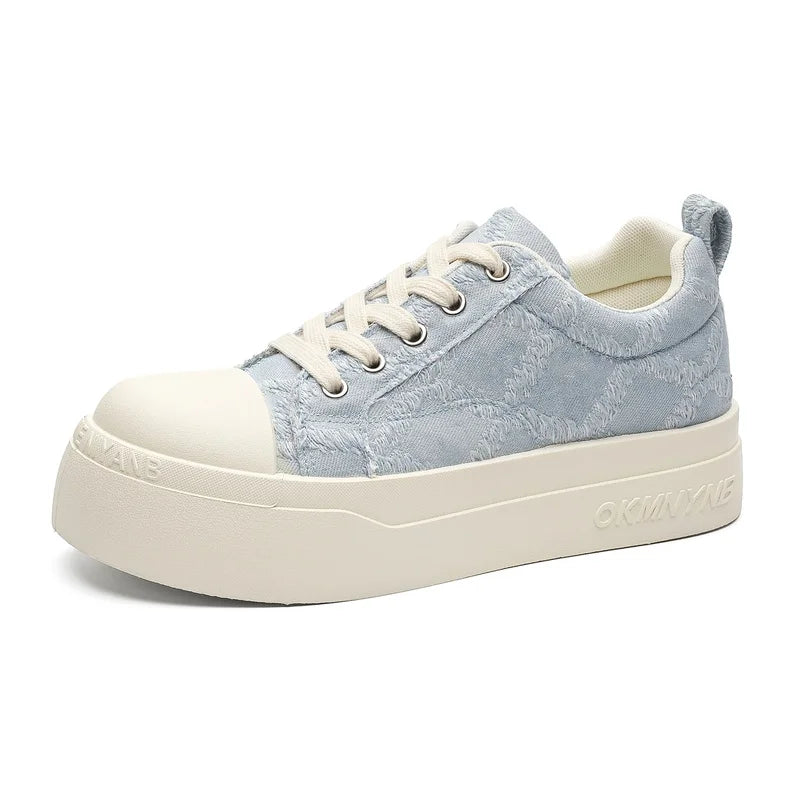 Men's Canvas Thick sole Casual Shoes Four Seasons New Breathable Light Soft-sole Outdoor Walking Shoes Youth Sports board Shoes