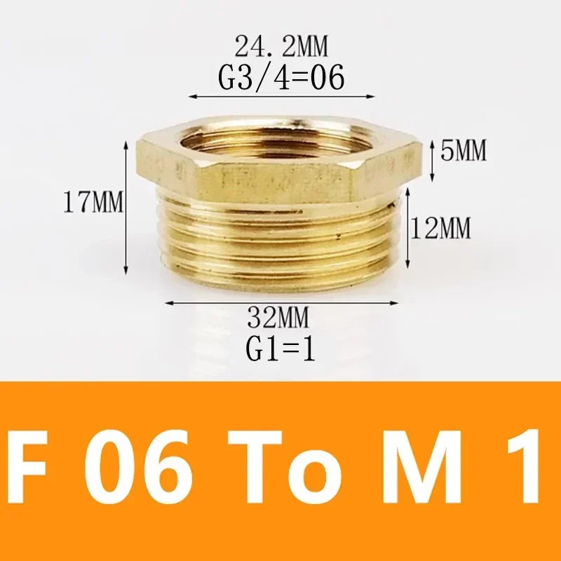 Brass Hex Bushing Reducer Pipe Fitting F To M Threaded 1/8 1/4 3/8 1/2 3/4 Reducing Copper Water Gas Adapter Coupler Connector