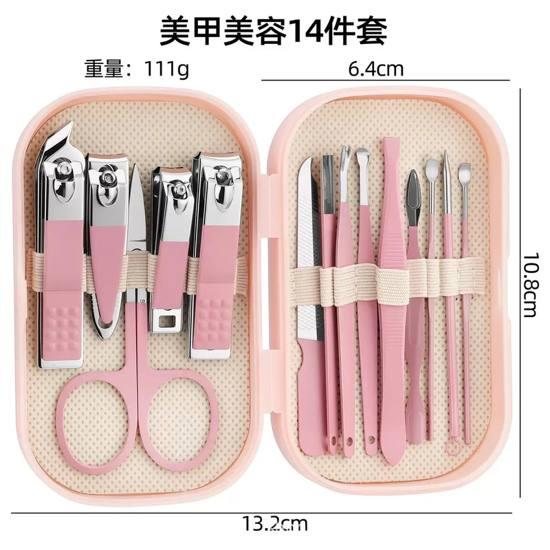 Nail Clipper Set, Nail Clipper, Ear Scoop, Home Nail Tools, Clippers, 14-Piece Set, Box for Removing Dead Skin