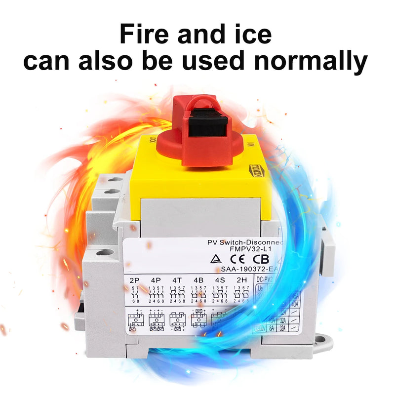TOMZN 4P PV DC 1200V 32A Din Rail Solar Rotating Handle Isolator Rotary Switch Disconnector For Solar Distribution Box