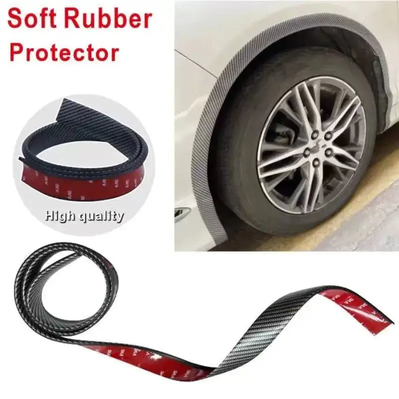 Universal Carbon Fiber Car Fender Flares Self-Adhesive Rubber Wheel Eyebrow Anti-Scratch Anti-Collision Protector Trim Strip