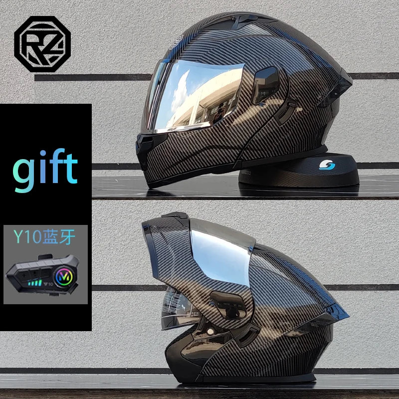 Modular flip motorcycle helmet with Bluetooth earphones, dual lens full helmet ORZ-103