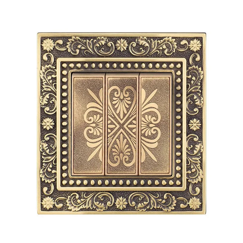 Luxury European retro Metal Button Switch panel,EU France Standard copper Wall socket,Universal light home switch power outlet