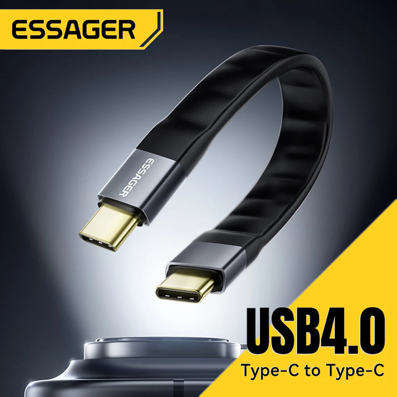 ខ្សែ Essager USB 4.0 Type-C ផ្ទេរទិន្នន័យ 40Gbps និងវីដេអូ 8K@60Hz 240W PD សាកថ្មលឿនសម្រាប់ MacBook iPhone កុំព្យូទ័រយួរដៃ ថាសរឹងចល័ត