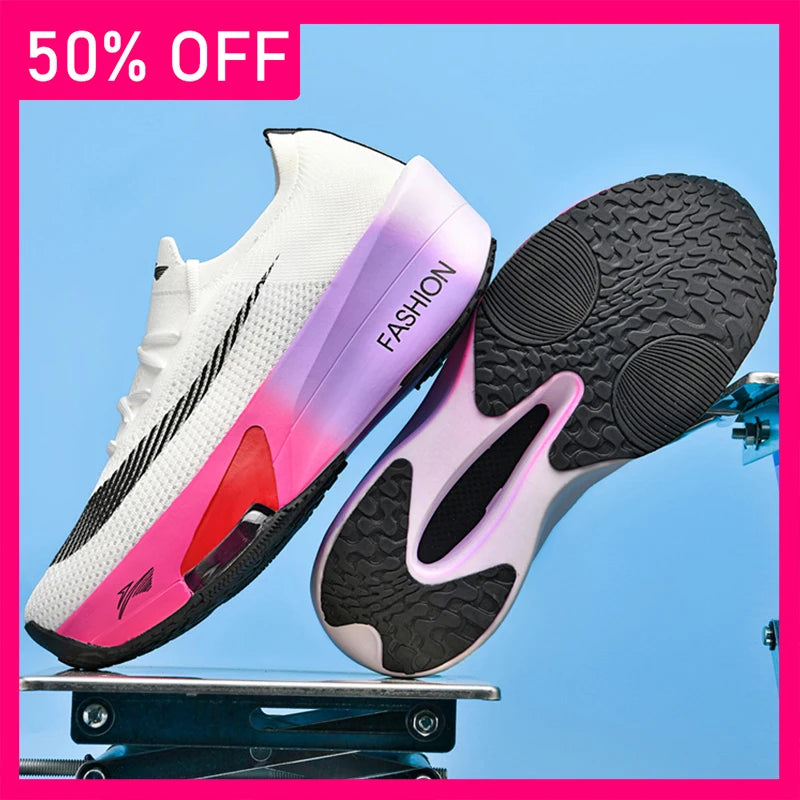 Unisex Sports Shoes Casual Light Mesh Breathe Fashion Lace Up Running Shoes 2026 New Flat Bottom Anti Slip Rebound Fitness Shoes