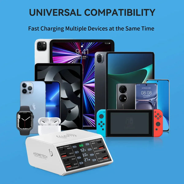 ឆ្នាំងសាកឥតខ្សែ 100W QC 3.0 USB ឆ្នាំងសាកឥតខ្សែ សាកលឿន PD USB C ឆ្នាំងសាកទូរស័ព្ទ គ្រឿងបន្លាស់ឆ្នាំងសាកលឿនសម្រាប់ iPhone 12 13 Xiaomi