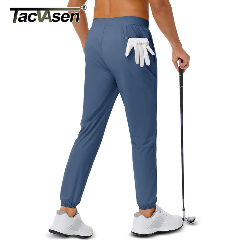TACVASEN Golf Pants Men's Stretch Joggers with Zipper Pockets Breathable Lightweight Pants Work Casual Slack for Men Running