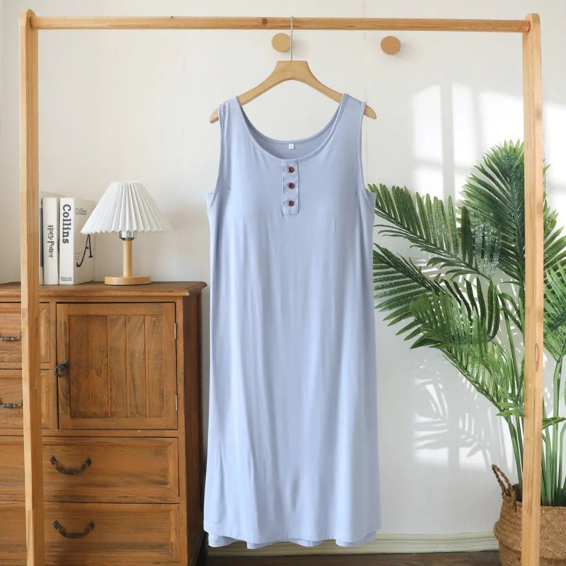 Modal Sleeveless Nightdress Women's Nightgown Solid Color Pajamas Dress Home Wear Chest Cup Summer One Piece Dress Sleepwear