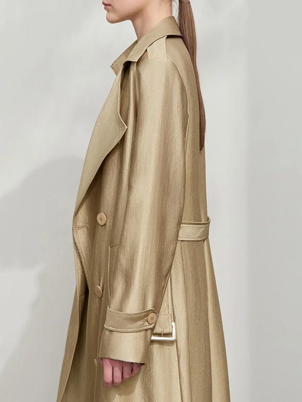 អាវធំ AMII Minimalist Trench Coat សម្រាប់ស្ត្រី រដូវស្លឹកឈើជ្រុះឆ្នាំ ២០២៦ ថ្មី ប្រណីត រលុង កអាវបត់ចុះក្រោម អាវធំវែងពីរជាន់ 12511090