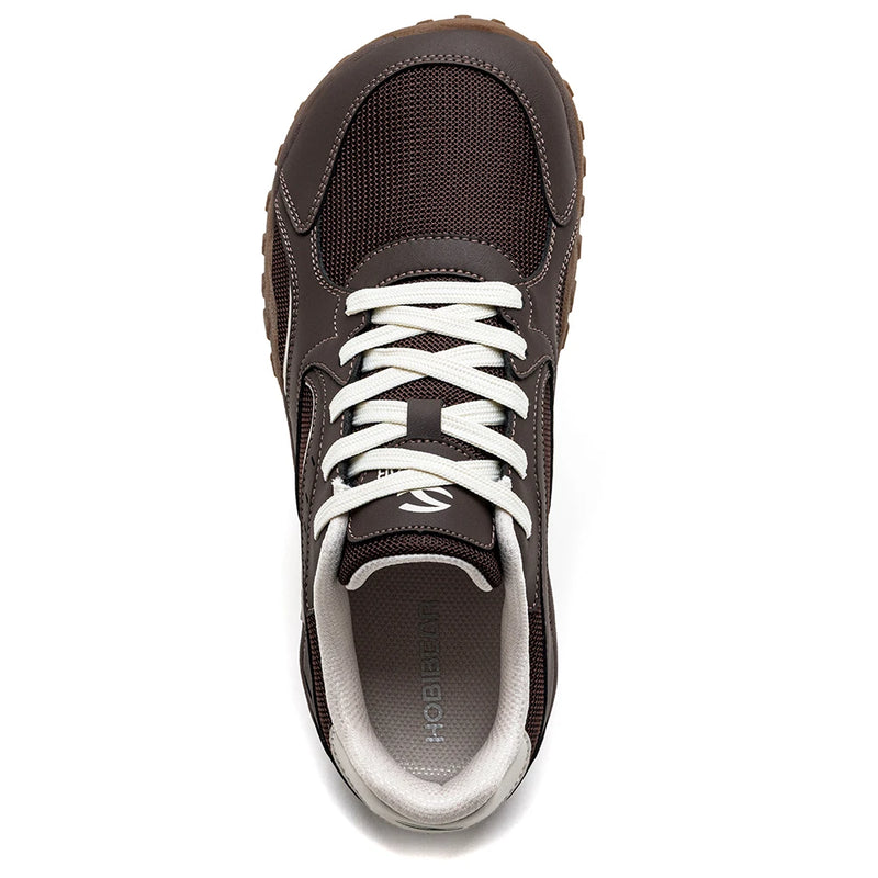 HOBIBEAR Unisex Wide Toe Hiking Sneakers Lace-Up Walking Shoes Outdoor Travel Artificial Leather Mesh Minimalist Sneakers