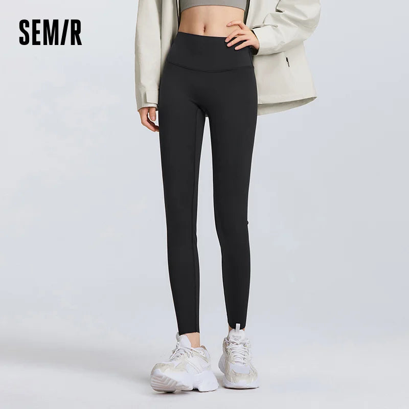 Semir Stretch Leggings Women High Elastic Tummy Control Slim Fit Black Cut Free Shark Pants 2026 Spring Stylish Bottoms