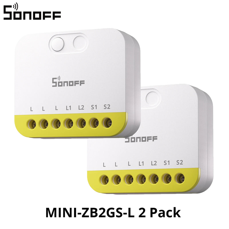 SONOFF MINI DUO-L 2-Gang Zigbee Smart Switch MINI-ZB2GS-L No Neutral Wire Required Dual-Channel External Switch Control Smaller