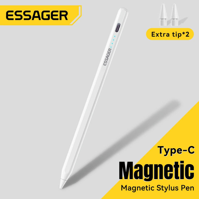 ប៊ិច Essager ម៉ាញេទិកសម្រាប់ iPad Pencil USB Type C សាកថ្មសម្រាប់ iPad Pencil ឆ្នាំ 2022 2021 2020 2019 2018 2015 គ្រឿងបន្ថែម