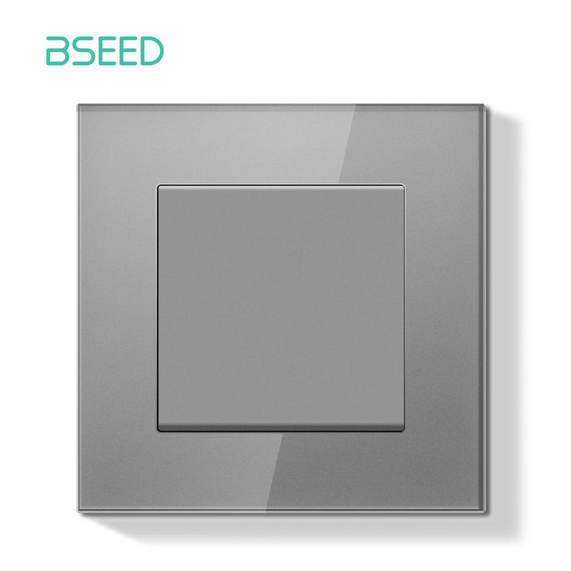 BSEED E Series Mechanical Button Switch 1/2Gang 1Way Light Switch Wall Electrical Socket ST TV CAT6 Socket Glass Panel Switch