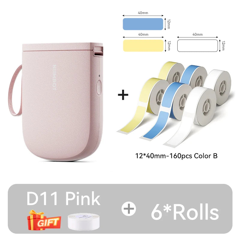New Version NIIMBOT D11 Portable Thermal Printer Wireless Adhesive Label Maker Inkless Labeling Machine For Mobile Android IOS