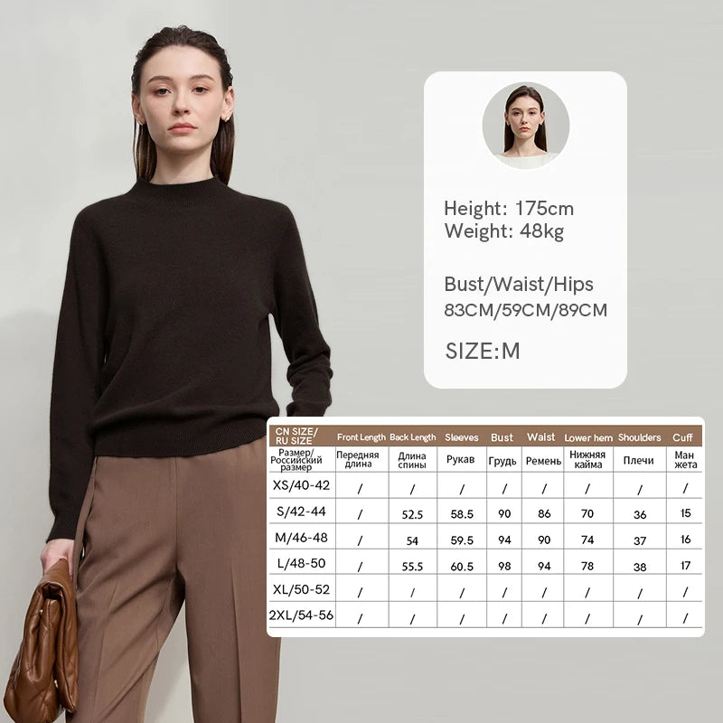 AMII Women's Sweater Semi-turtleneck Knitted Wool Pullover for Woman 2026 Winter New Versatile Long Sleeves Top Female 12543194