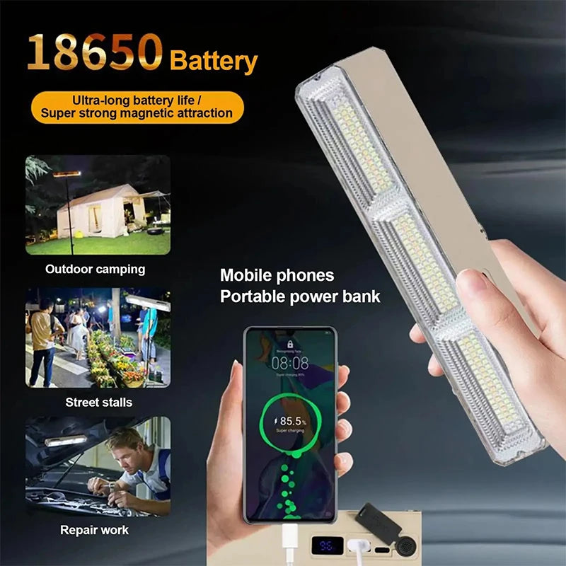 22-42cm Portable Camping Lamp Rechargeable Magnetic Light with Hooks High Brightness Flash Light for Car Repair Outdoor Lighting