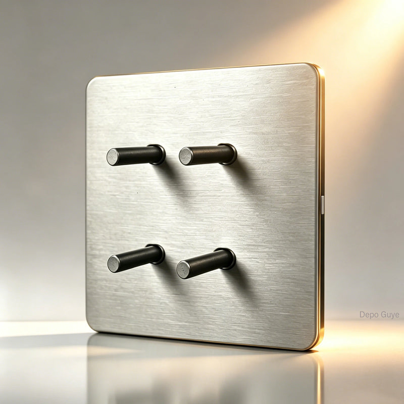 Toggle Retro Switch Panel 1/2/3/4 Gang 2Way Silver Gray Brushed Stainless Steel Antique Wall Metal Lever Light Switch 5/10 PCS