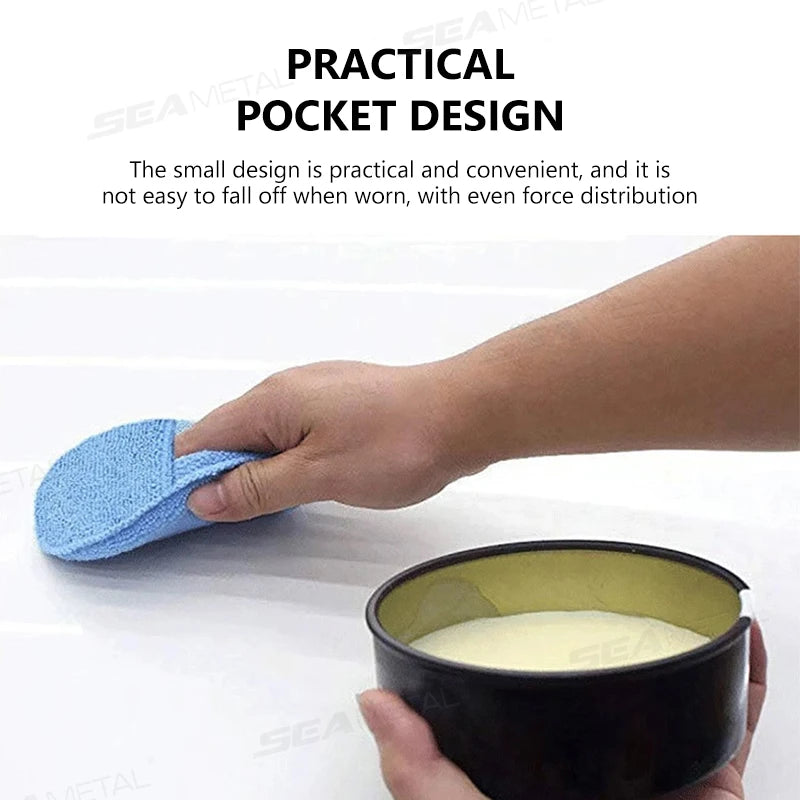SEAMETAL 5/10Pcs Car Detailing Applicator Pads Car Care Waxing Polish Sponges Soft Microfiber Round Pocket Foam Sponges Car Care