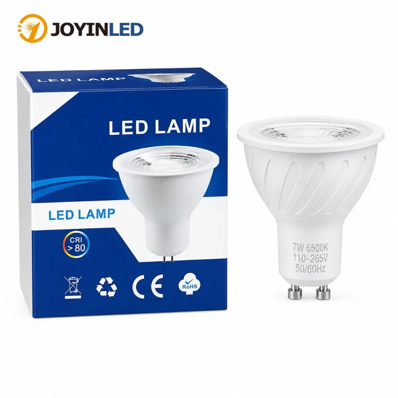 អំពូល LED GU10 1/10 អំពូល 7W 38 ដឺក្រេ ភ្លើង LED គ្មានការភ្លឹបភ្លែតៗ ជំនួសអំពូល LED ហាឡូហ្សែន 50W សម្រាប់ផ្ទះ 3000K 6500K