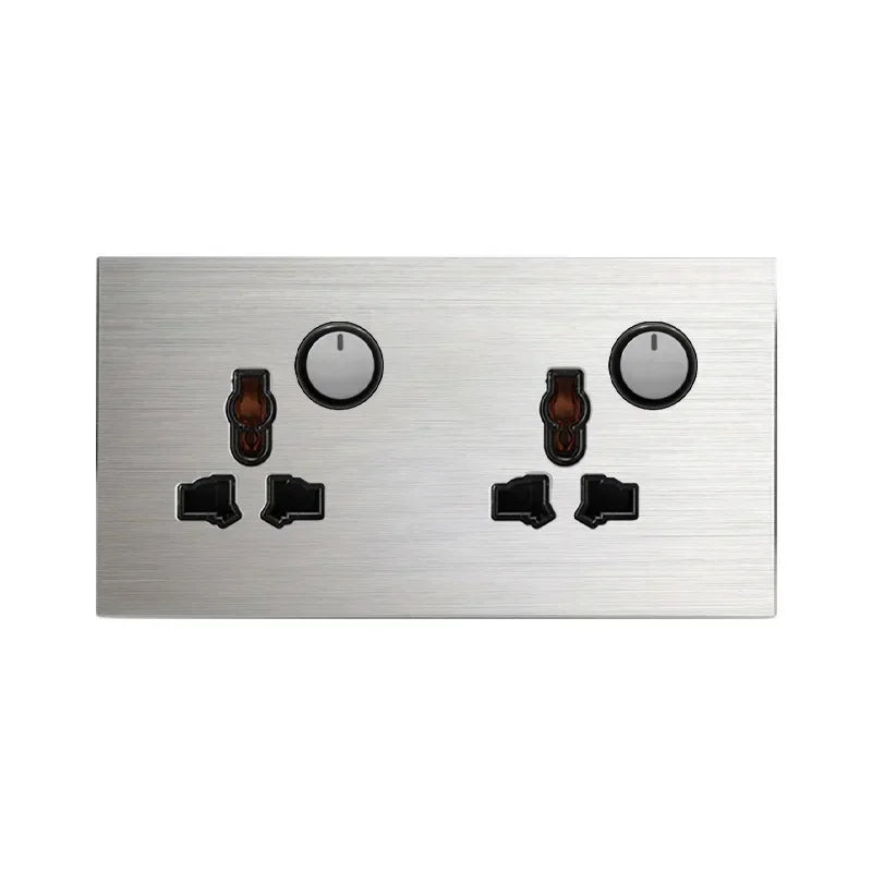 Europe UK FR Luxury LED Wall Light Switch Socket,1 2 3 4 gang 1 2way On/Off aluminum alloy Round Button household Switch panel