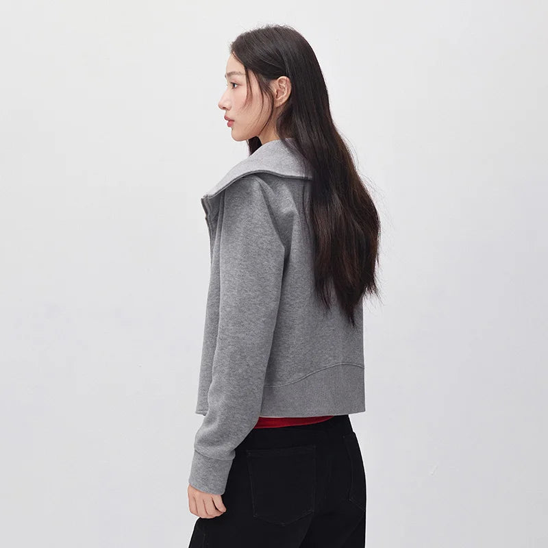 Semir Women Winter Jacket Cropped Wide Lapel Slim Fit Panel Design Modern Style 2026 New Winter Daily Wear Urban Casual Style