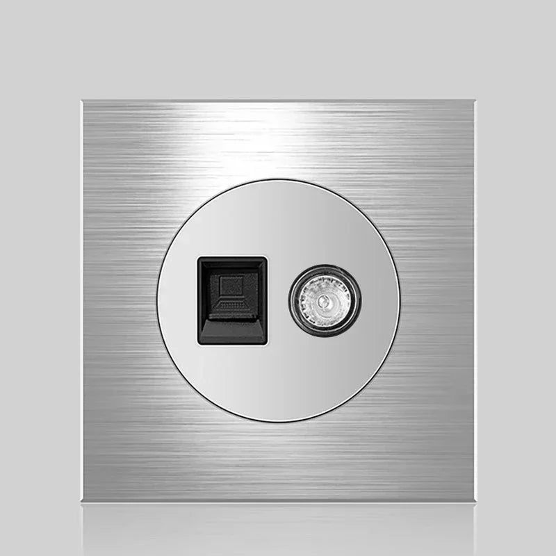 Europe UK FR Luxury LED Wall Light Switch Socket,1 2 3 4 gang 1 2way On/Off aluminum alloy Round Button household Switch panel