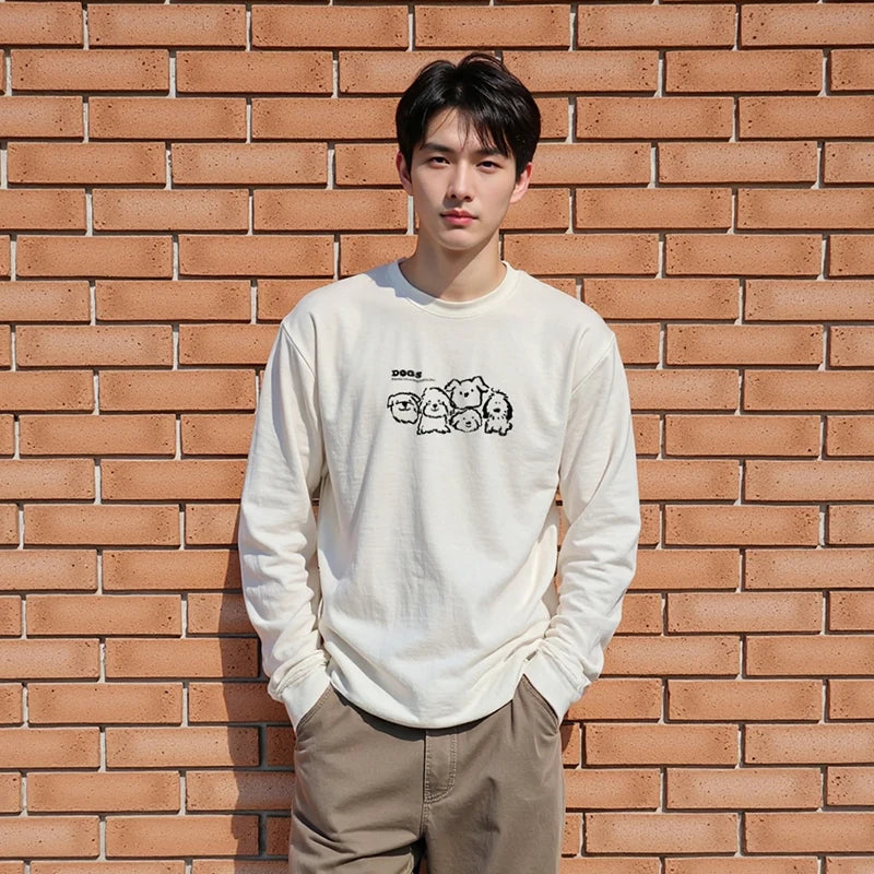 Semir Long Sleeve T-Shirt Men Winter Cute Pet Printed Couple Outfit 2025 New Inner Top Crew Neck Casual Trendy Men'S Wear