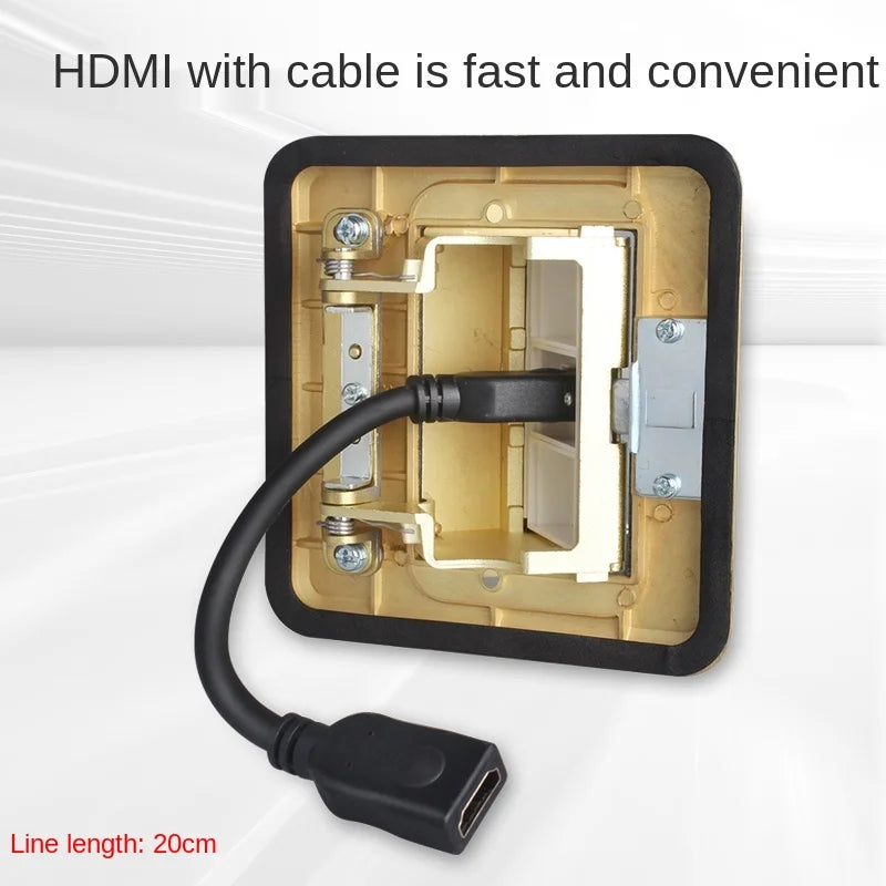 Hide Pop-up Socket, Gold Bit HDMI Video Digital TV Socket with 4K HDMI Cable All Copper Multimedia Ground HDMI Socket