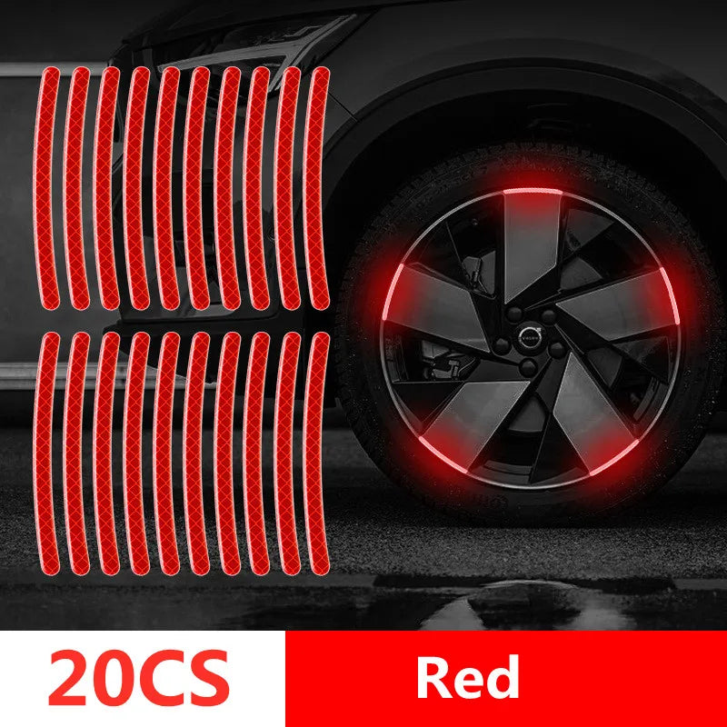 SEAMETAL 20/40PCS Car Motorcycle Wheel Reflective Strips Colorful Hub Stickers Car Styling Decal Sticker Safety Warning Tape