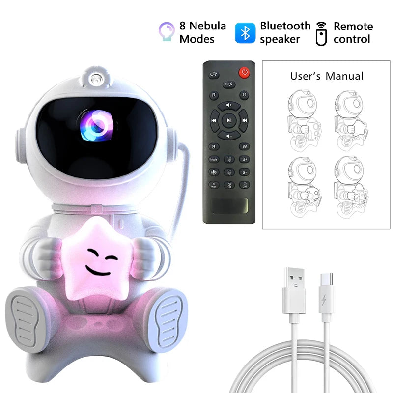 Astronaut Galaxy Projector Star and Moon Night Light Projector Bluetooth Remote Timer 360°Adjustable Angle for Bedroom Kids Gift