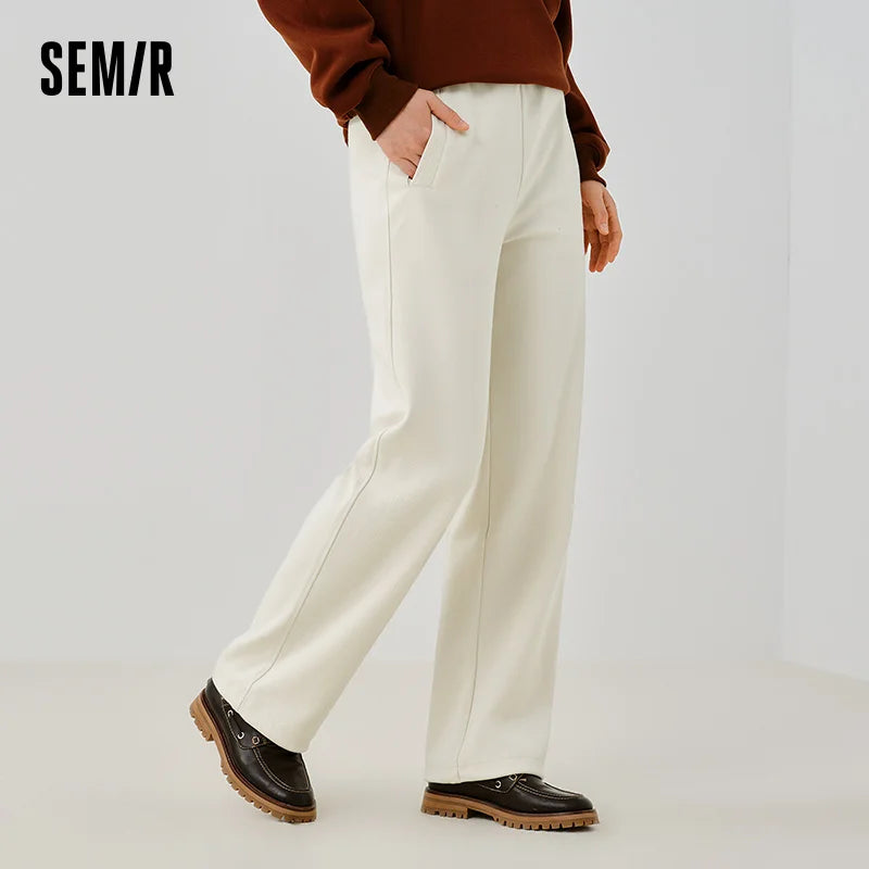 Semir Versatile Pants Women Spring Elastic Waist Drawstring Wide Leg Slim Fit Ins Trendy Slouchy Casual Sweatpants