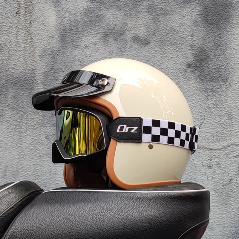 3/4 open face Three-quarters retro helmet motorcycle for men and women winter warm cruise American half helmet DOT Approved