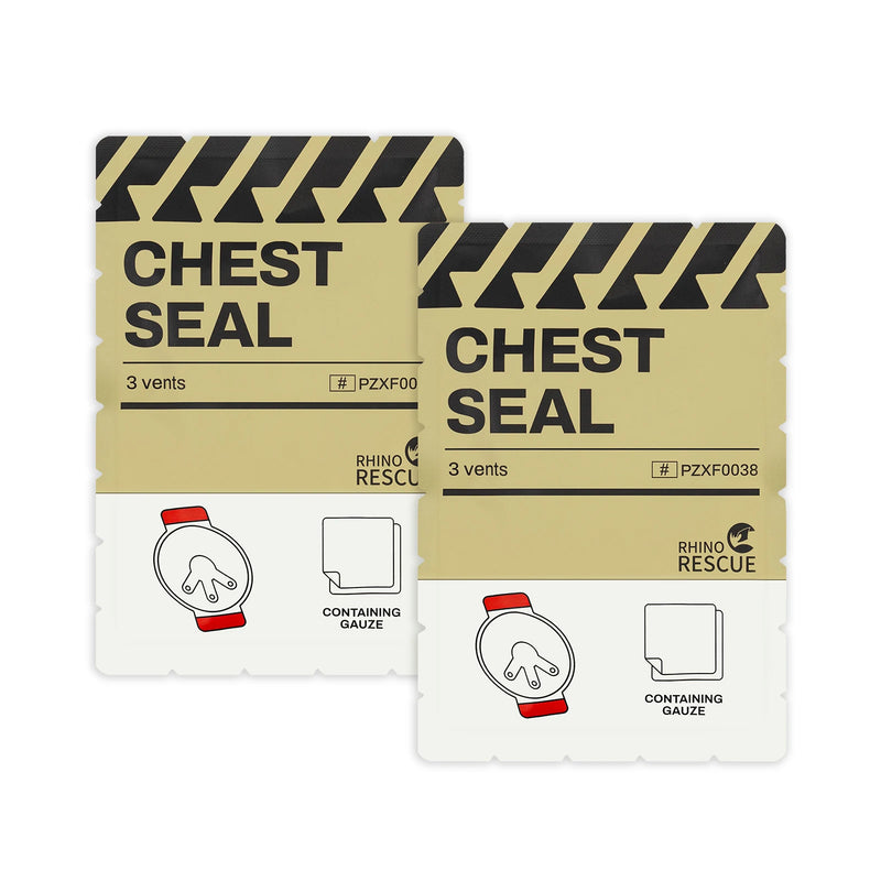 RHINO RESCUE Vent Chest Seal Trauma Dressing First Aid Kit Sterile Tactical Outdoor Emergency IFAK Refill for Military And Outdo