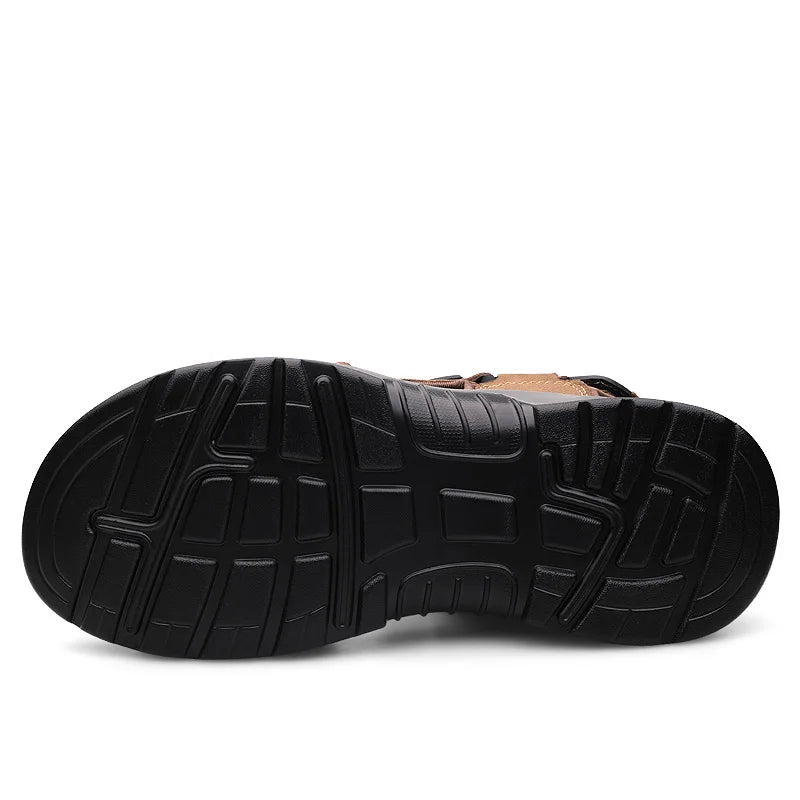 Summer Mens Genuine Leather Men Sandals Adjustable Air Cushion Beach Sandals Black Brown Size 39-46 Dropshipping