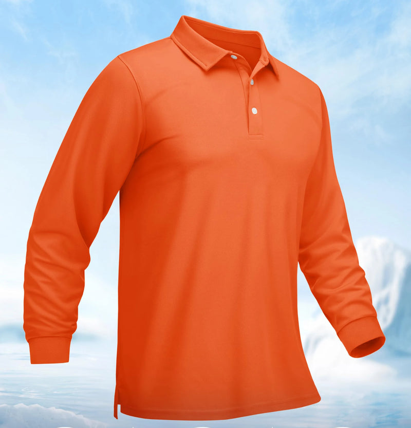 TACVASEN Men Sports Polo Shirts Quick Dry Golf T-shirts Breathable Work Shirts Casual Office Shirts Lightweight Top Long Sleeve