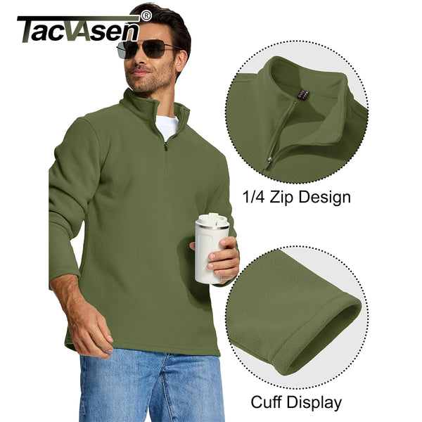 TACVASEN 1/4 Zipper T-shirts Men's Long Sleeve Turtleneck Fleece Spring Autumn Casual Warm Tops Athletic Running Spoorts Shirt