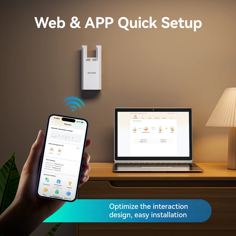 ឧបករណ៍ពង្រីកសញ្ញា WiFi Tenda 1000Mbps Dual Band 2.4G 5G Repeater Network Expander Range Extender WiFi Signal Booster Wireless Router