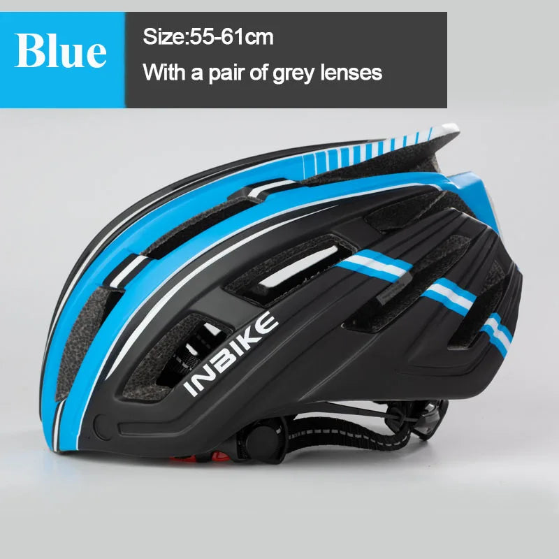 INBIKE Bicycle Helmet Man Ultralight Helmets for Cycling MTB Road Men's Bike Helmet  Mountain with Goggles Taillight Accessories
