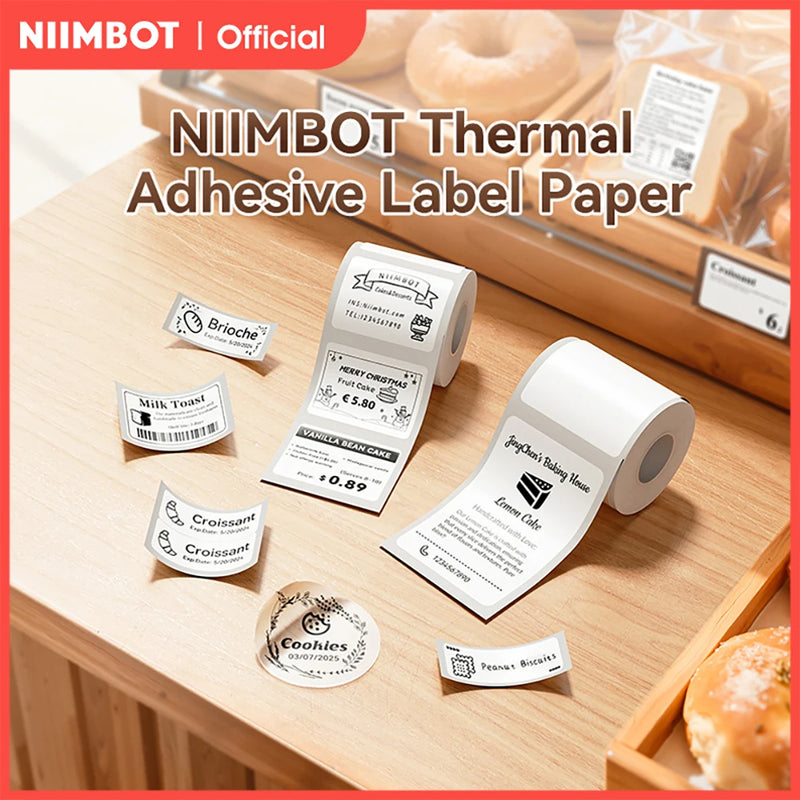 3 Rolls Niimbot Thermal Label Sticker for B1/B21/B3S/B31Barcode Sticker White/Color/Transparent Self-adhesive Paper 20-50mm