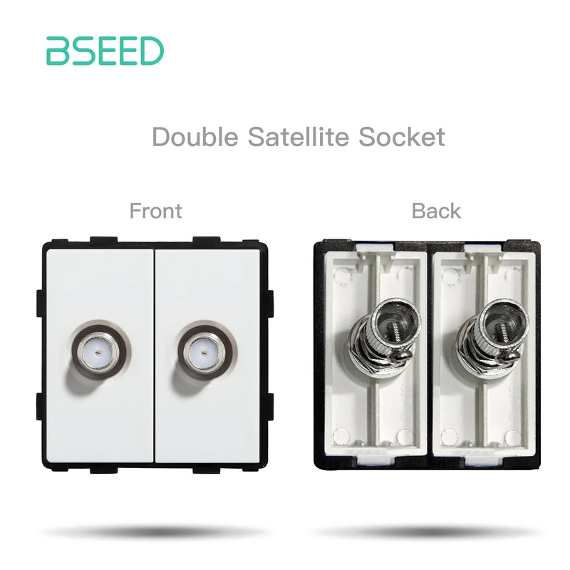 BSEED Wall Power Outlets Plastic Panel Parts White USB CAT5 Internet TV ST Function With Wall Socket EU Standard DIY Combination