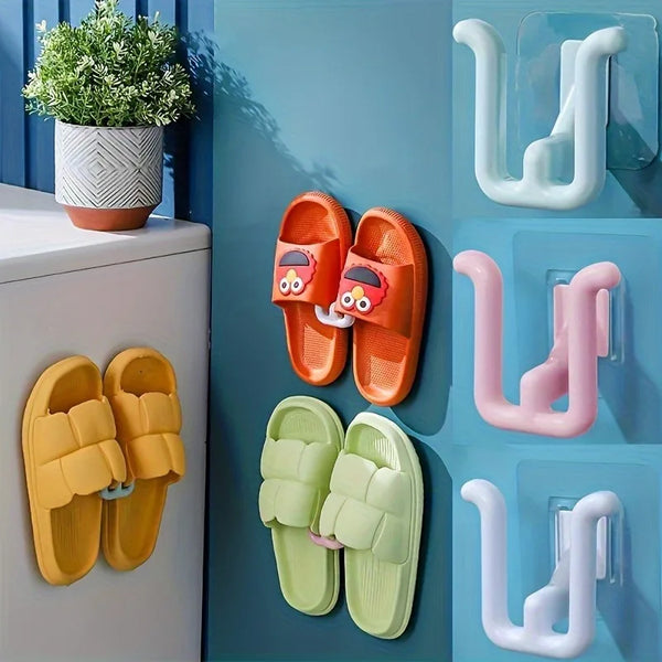 1/2pcs Colorful Self-Adhesive Shoe Racks,Wall-Mounted,with Hooks, for Bathroom,Bedroom Decoration,Easy Installation,Utility Hook