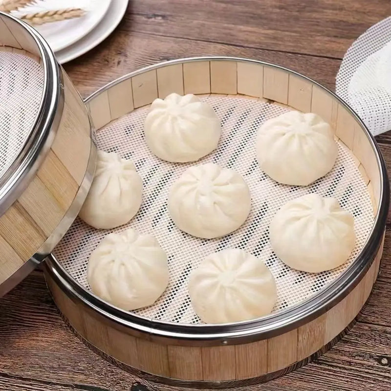 5pcs/set Reusable Silicone Non-Stick Steamer Liners, Round Steaming Mat for Bamboo Steamer Cooking, Heat Resistant Kitchen
