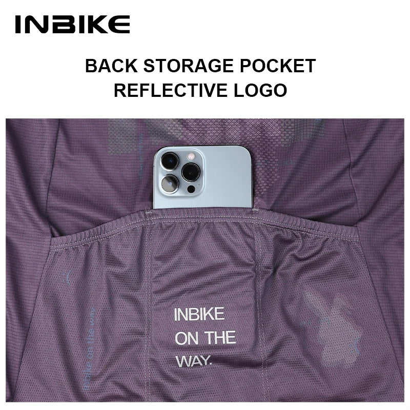 INBIKE MTB Bike Jersey Long Sleeve for Men Biking Clothing Bicycle Men's Cycling Shirts Road Mountain Full Zipper with 3 Pockets